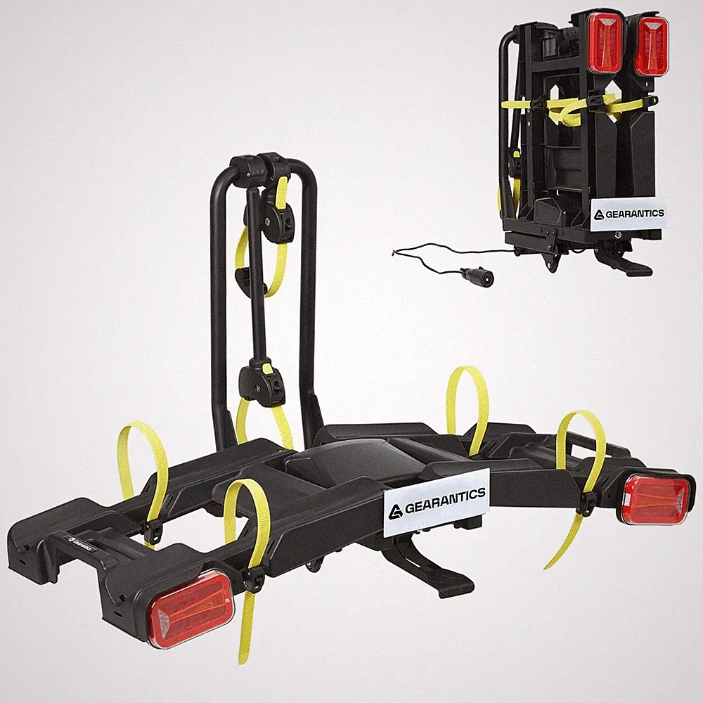 2 E-Bike Foldable Hitch Mount Rack with LED Light & Ramp and Lock Fits Fat Tire