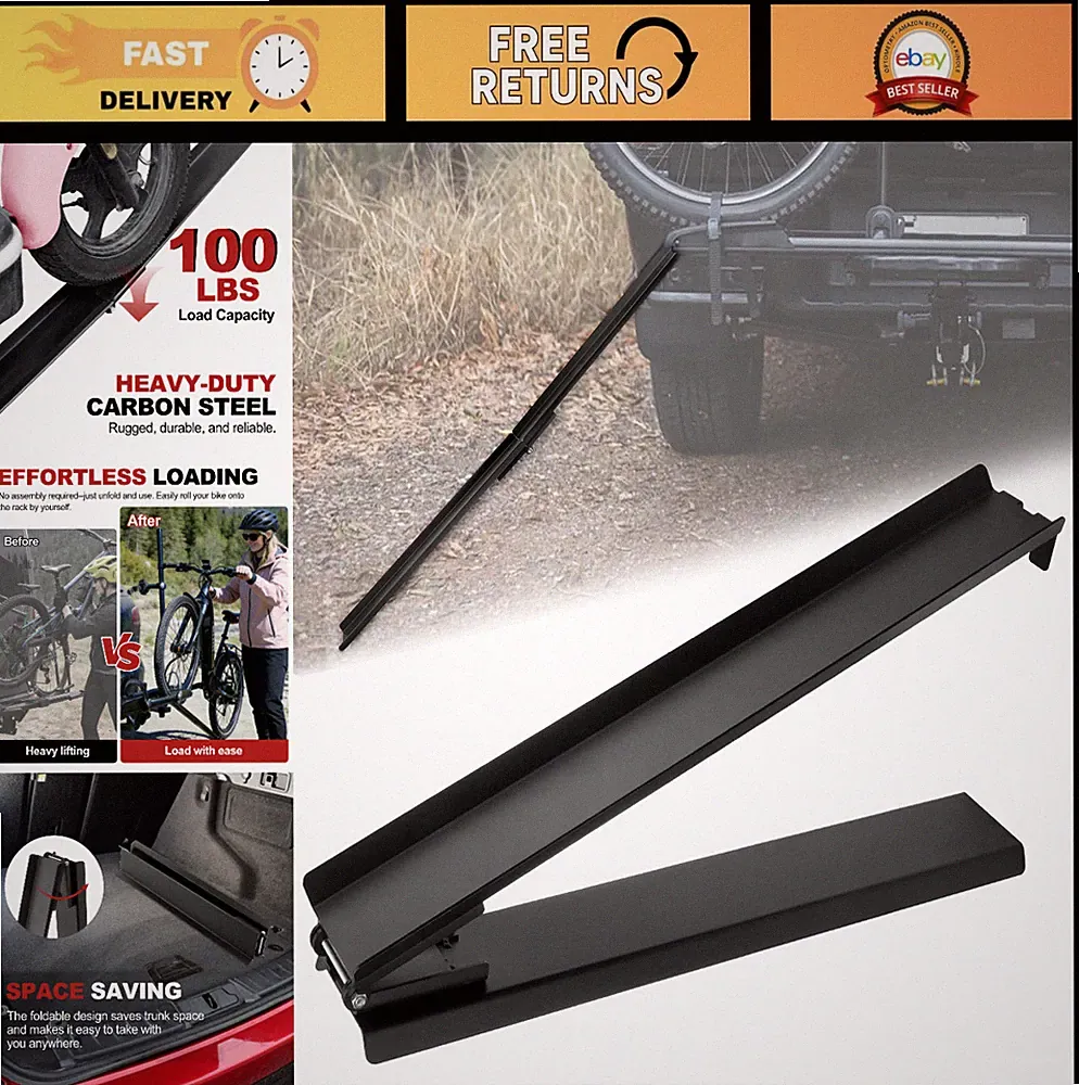 48" Foldable Heavy Duty Bike Loading Ramp for E-Bikes, MTB, Road Bikes & Mopeds