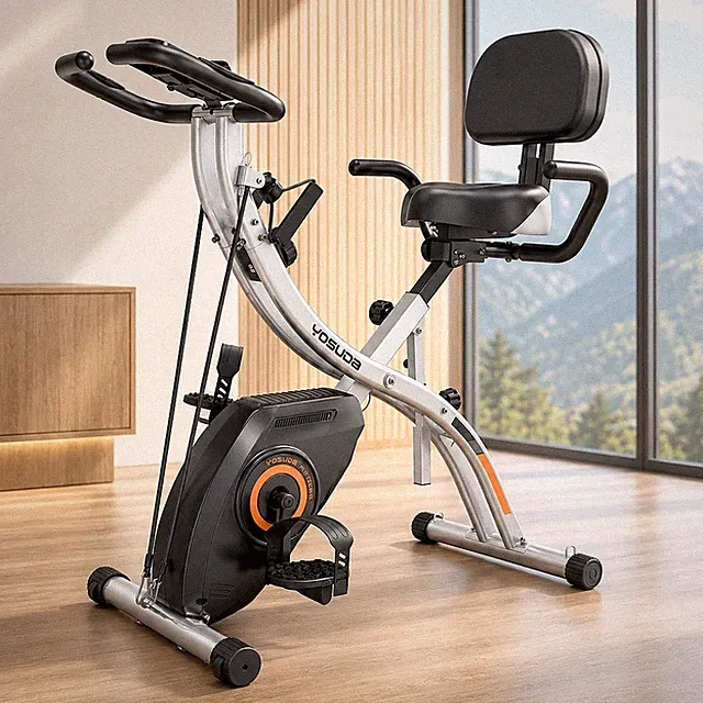 5-in-1 Folding Exercise Bike Indoor Stationary Cycling Bike 16 Resistance 330LB