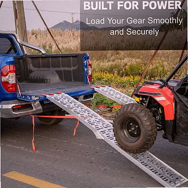 Aluminum Motorcycle Ramp for Pickup Trucks, 7.5 ft Folding Dirt Bike Loading Ram