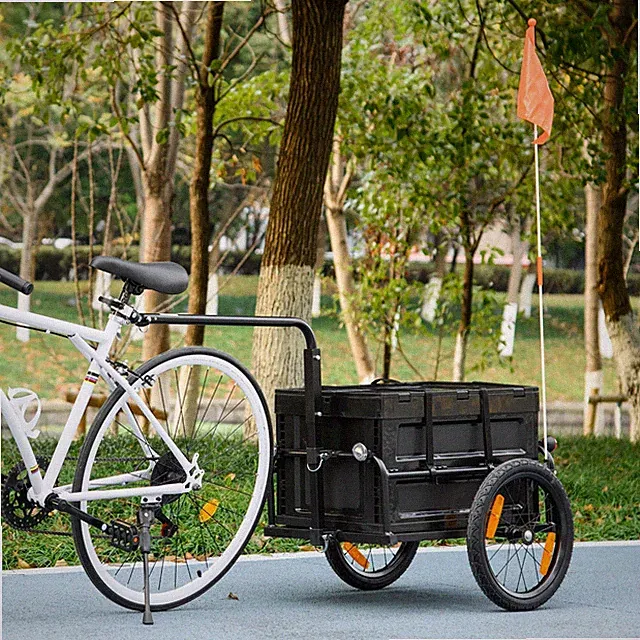 Aosom Bike Trailer Wagon with Removable Storage Box, Steel Bottom