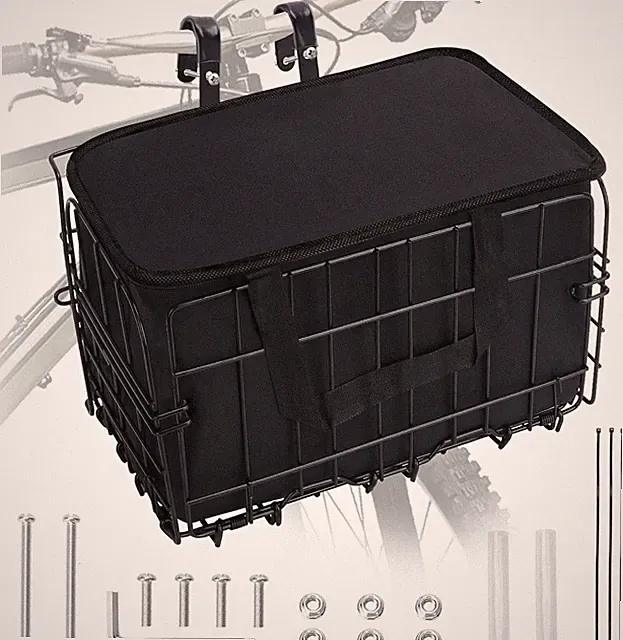 Bike Basket, Foldable Bicycle Basket with Removable Liner Bag, Large Quick Relea