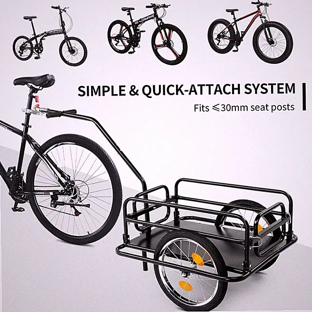 Bike Cargo Trailer Bicycle Carrier Storage Cart with Hitch 180lbs Max Load Black