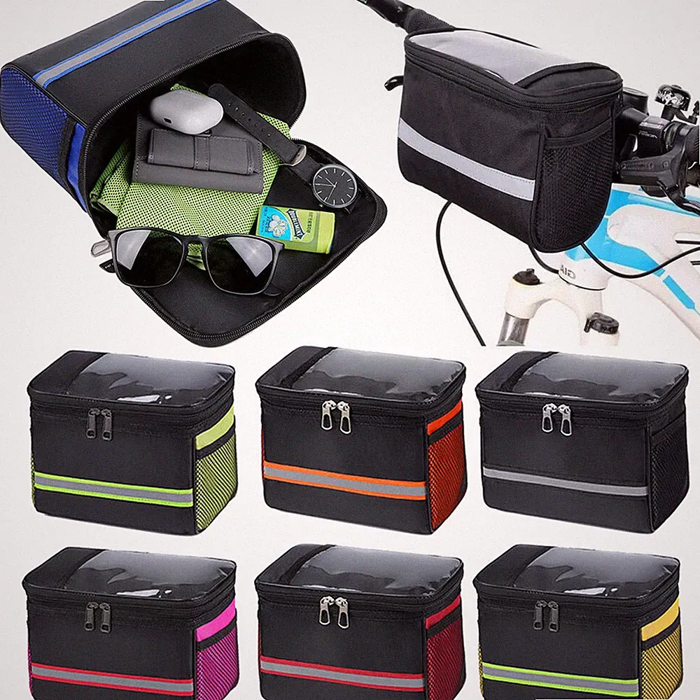 Bike Handlebar Bag Waterproof Bicycle Front Basket Bag Pack Foldable Phone Bag