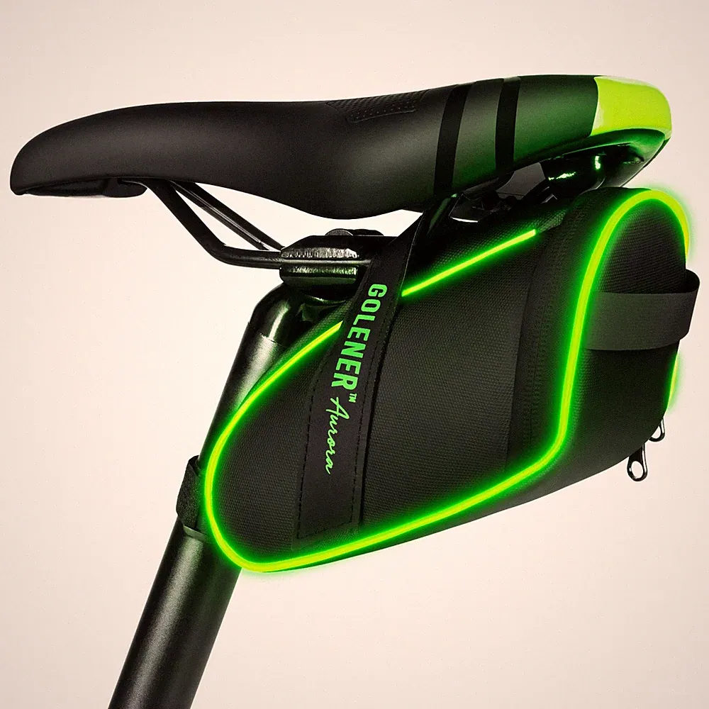 Bike Saddle Bag with LED, Bicycle Seat Bag Under Seat Bike Tail Storage Pouch