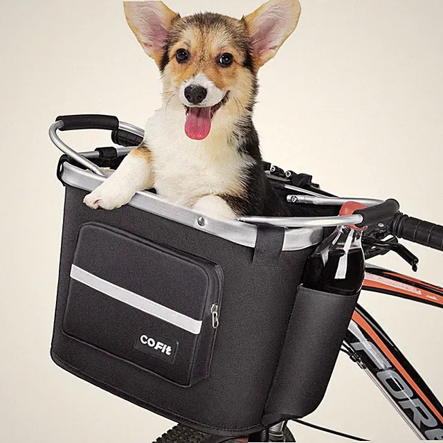 Detachable Bike Basket Front Foldable Bicycle Dog Carrier Small Pet Shopping