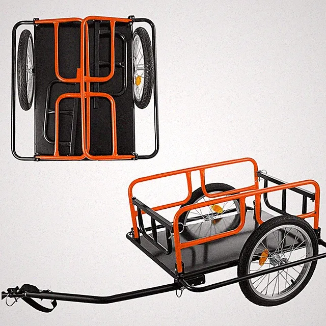 Foldable Bike Cargo Trailer 198lbs Utility Wagon Large Capacity orange