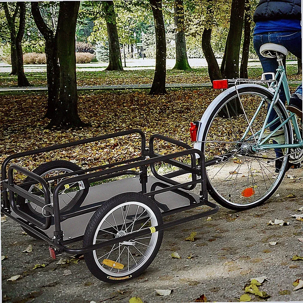Foldable Bike Cargo Trailer Bicycle Cart Wagon with Hitch, Black