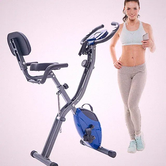 Folding Exercise Bike Fitness Upright Recumbent X-Bike 16-Level Resistance