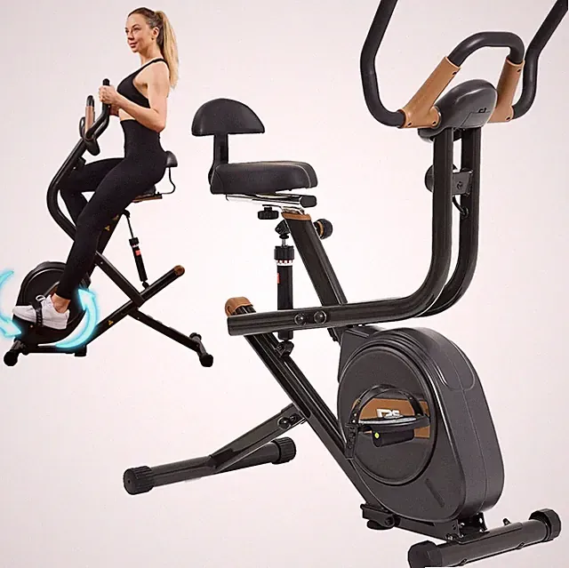 Folding Exercise Bike, Foldable Fitness Stationary Bike Machine, Upright Indoor