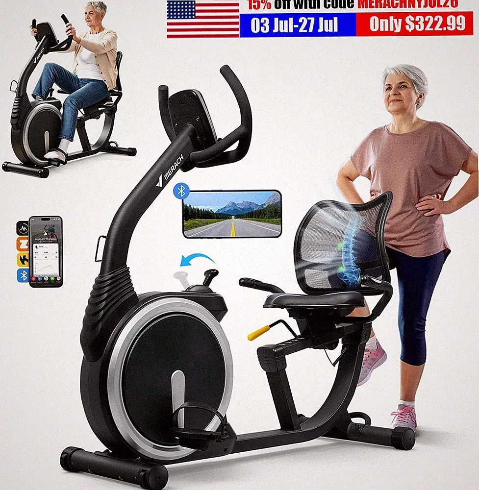 MERACH S19 High-end Magnetic Recumbent Adults Exercise Bike Smart Bluetooth LCD