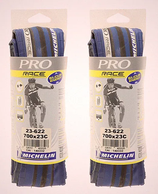 Michelin Pro Race Clincher Tires 700x23c Blue/Black Road PAIR NEW NOS