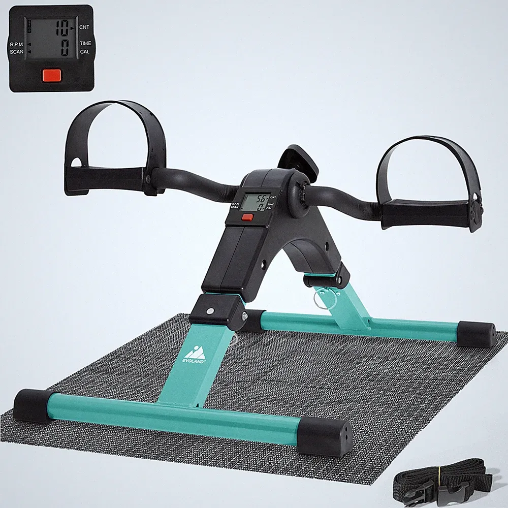 Portable Folding Desk Bike w/LCD Display -Pedal Exerciser for Arm & Leg Workouts
