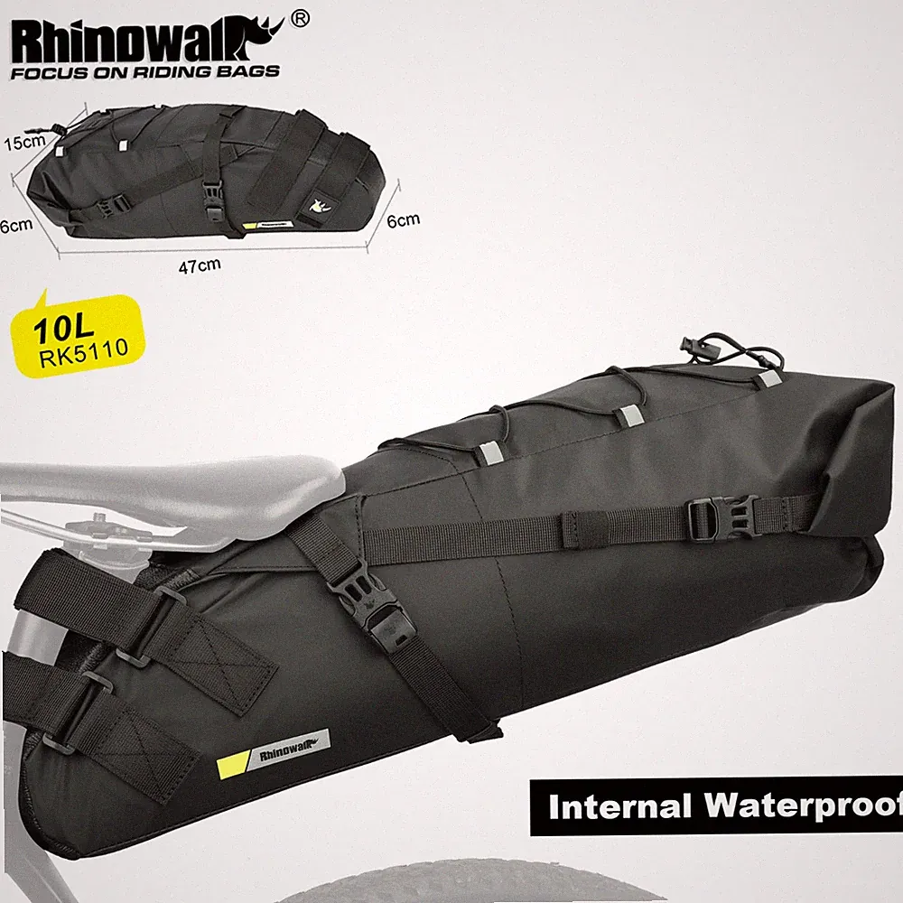 Rhinowalk Bike Saddle Bag Waterproof 10L Bicycle Foldable MTB Trunk Pannier 1PC