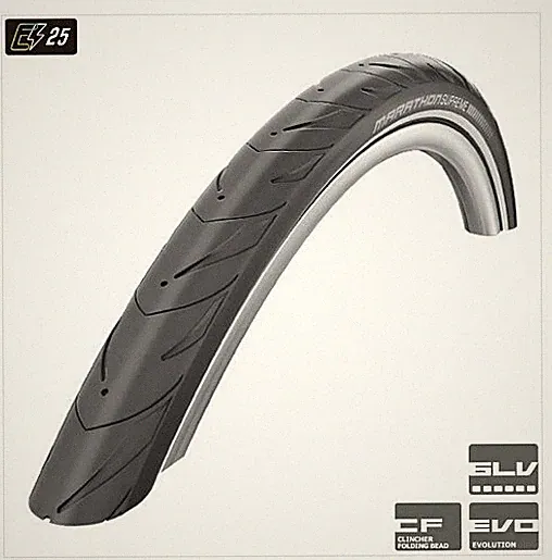Schwalbe Marathon Supreme Bicycle Tire 700 x 40C Folding Clincher Black V-Guard