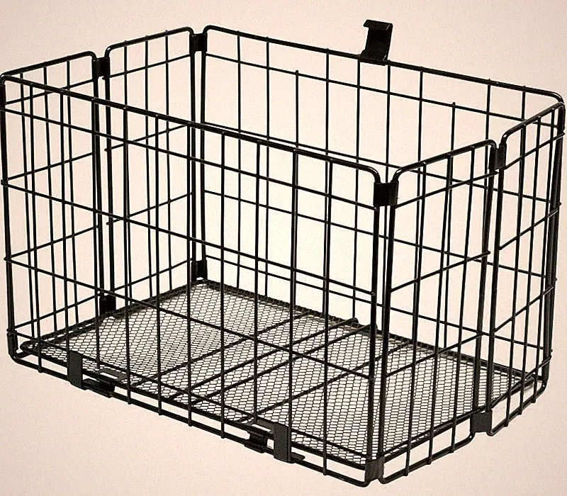 Sunlite Steel Rear Folding Bicycle Basket BLACK Touring Commute Grocery