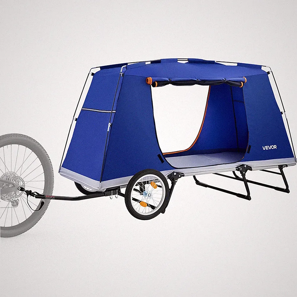 VEVOR Bike Camper Trailer Tent 300 lbs Folding Bicycle Wagon for 22-28 in Wheels