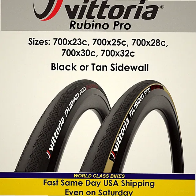 Vittoria Rubino Pro G2.0 700x23, 25, 28, 30, 32c Black or Tan Folding Road Tire