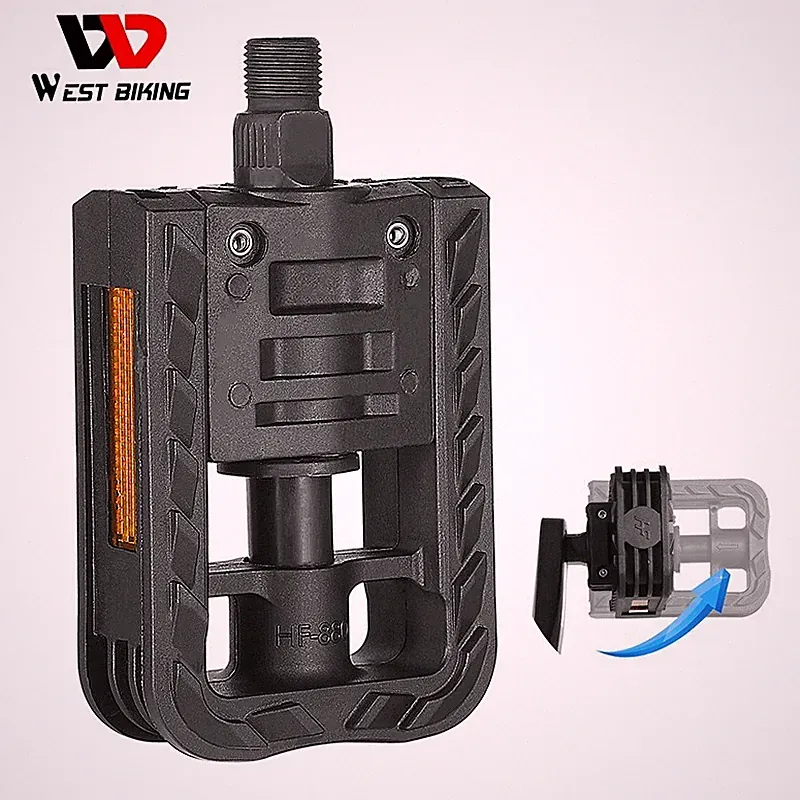 WEST BIKING Foldable Bicycle Pedals Nylon Cycling Folding Bike Pedals 9/16in