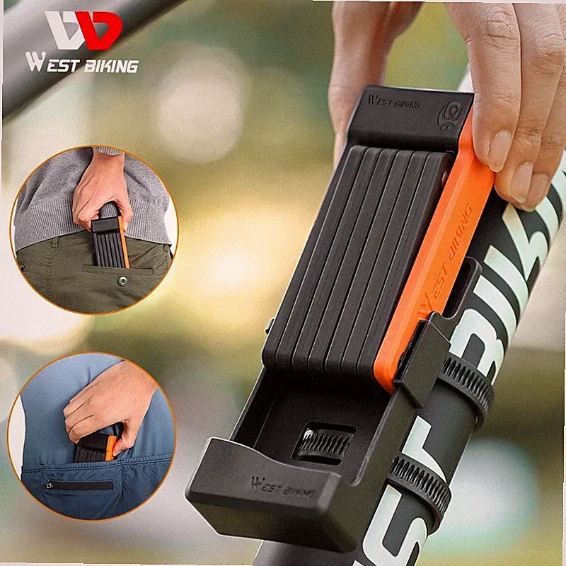 WEST BIKING Mini Bike Security Lock Bicycle Foldable Anti-theft Lock With 3 Keys