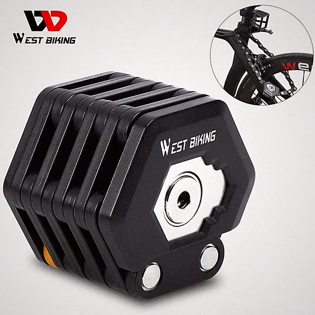 WEST BIKING Mini Foldable Bike Chain Lock Bicycle Security Lock With 3 Keys